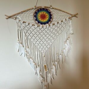 Bohemian Macramé Wall Hanging Dream Catcher with Feathers